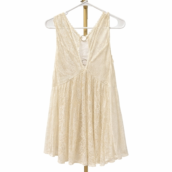 Free People Don’t You Dare Cream Lace V-Neck Babydoll Dress 10 - Picture 2 of 3